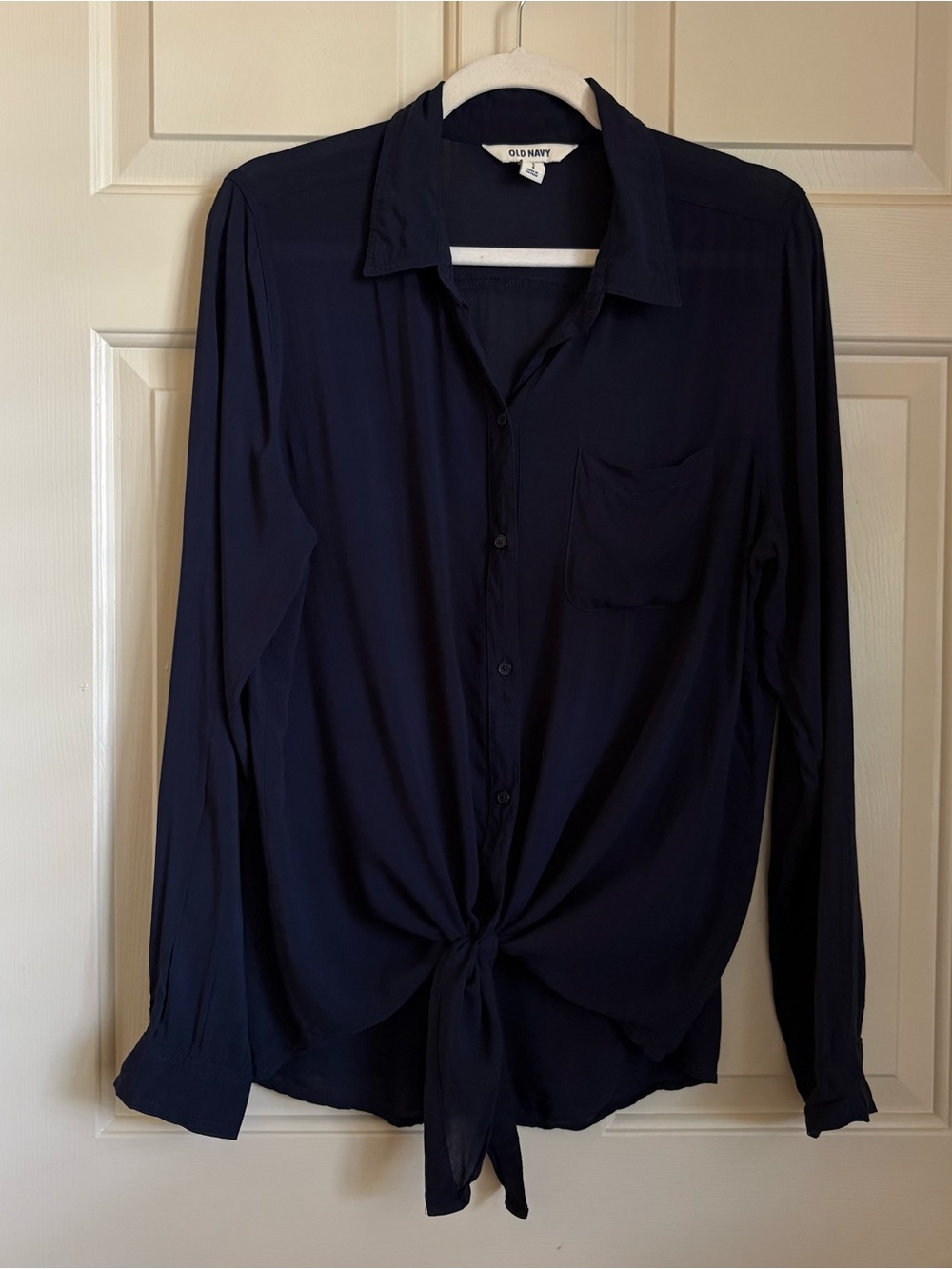 Monochrome Navy 2 Piece Button Up Blouse Dolphin Hem Mini Skirt Coastal Grandma - Picture 3 of 9